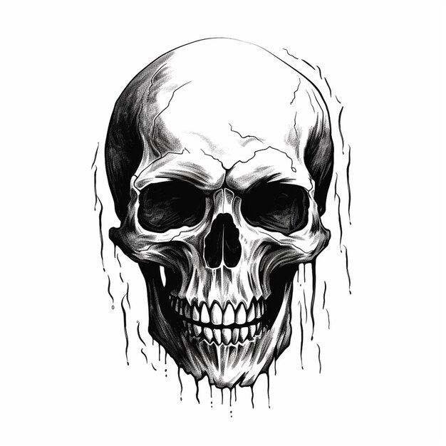 Zdjęcie ręczny rysunek kolorowy czaszka z brodą logo czaszka kości diabeł logo łatwa czaszka dyni