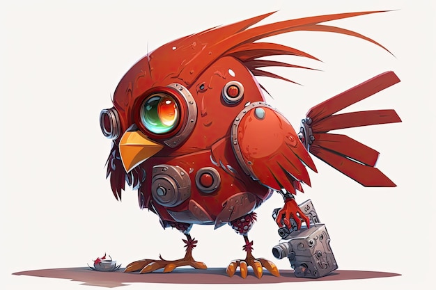 Red bird Mechanical robotobraz Generative AI