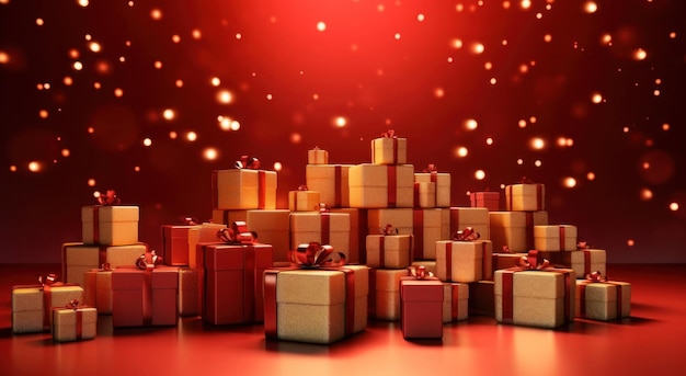 Red Christmas Gift Background Ilustracja Generatywne Aixd