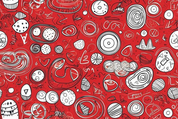 Zdjęcie red line doodle fun seamless pattern dla modnego projektu