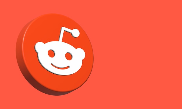 Reddit Okrąg Przycisk Ikona 3D Elegancki Szablon Pusta Przestrzeń