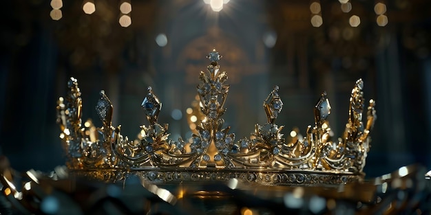 Zdjęcie regal crown adorned with a cross atop its pinnacle symbolic and majestic royal insignia