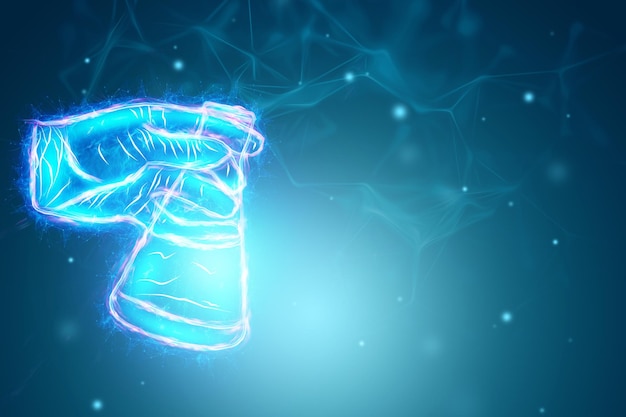 Zdjęcie ręka trzyma butelkę medyczną na niebieskim tle koncepcja analiz laboratoryjnych badań medycznych zaawansowane laboratorium naukowe medycyny biotechnologii rozwój mikrobiologii