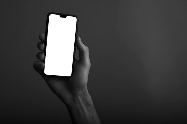 Ręka Trzymająca Nowoczesny Smartfon Z Pustym Białym Ekranem