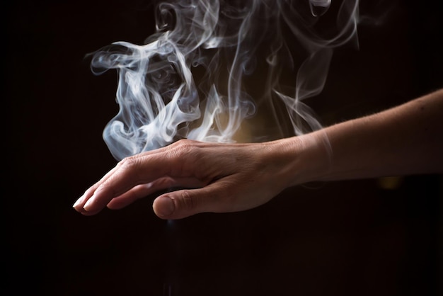 ręka w dół zawierająca koncepcję harmonii dymu
