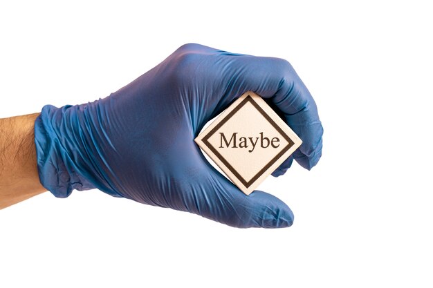 Ręka w rękawiczki medyczne z symbolem Koncepcja projektowania Medycyna Diagnoza
