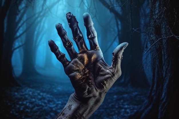 Ręka Zombie Tło Halloween ręką zombie AI Generowane