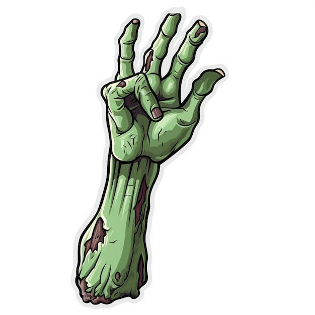 Zdjęcie ręka zombie z kreskówki wystająca z ziemi ai generative