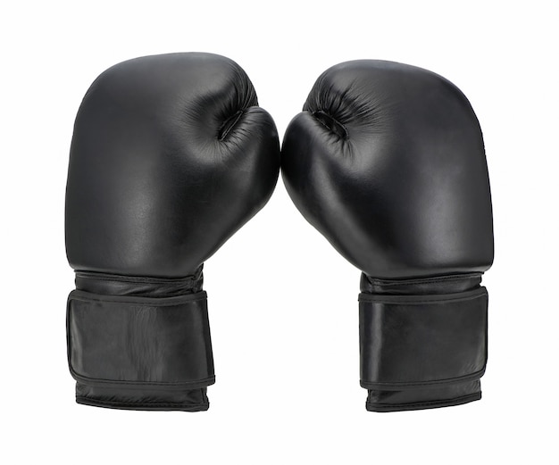 Rękawice bokserskie czarne na białym tle. odzież sportowa