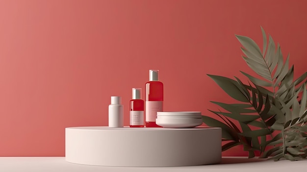 Reklama Makieta dwóch podium produktów kosmetycznych Tło do prezentacji kosmetycznego Generative Ai