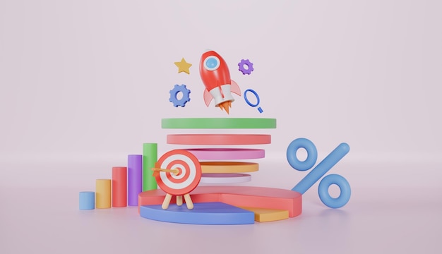 Reklama marketingowa w sieciach społecznościowych Funnel z statystykami procentowymi