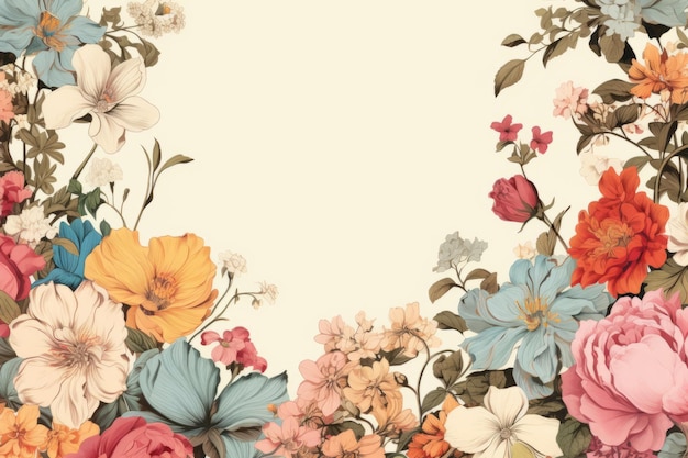 Remixed Vintage Public Domain Flower Border Aesthetic Vector z 32 Aspect Ratio