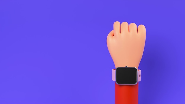 Render 3d Ludzkiej Ręki Pokazujący Inteligentny Zegarek Na Rękę Pusty Ekran Dla Reklamy Produktu Lub Prezentacji Aplikacji