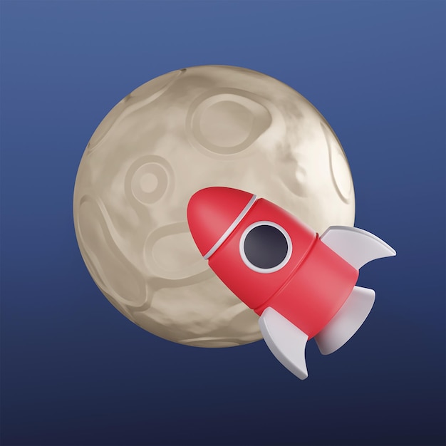 Render 3D Rakieta wylądowała na Księżycu Astronomia nauka