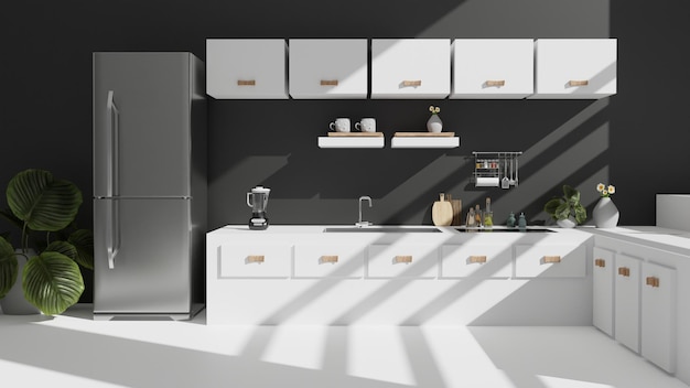RENDER 3D Zdjęcie nowoczesnego wnętrza kuchni