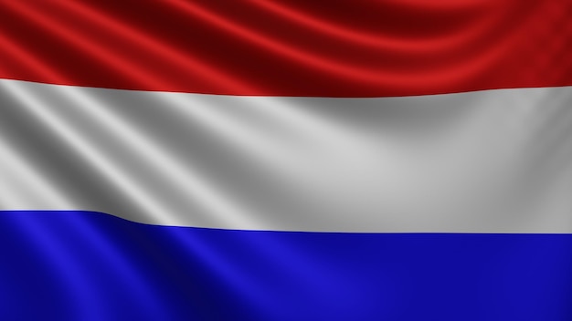Render flagi Holandii powiewa na wietrze zbliżenie flaga narodowa Holandii 4k