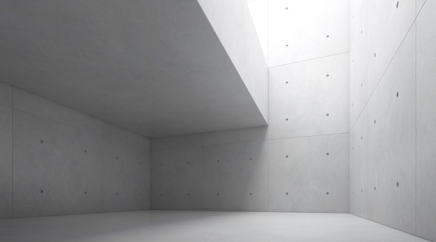 render pustego pokoju betonowego z cieniem na ścianie.