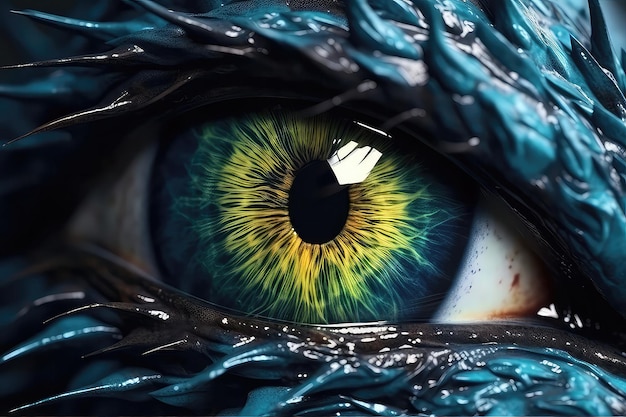 Render z bliska przedstawiający fantastyczne stworzenie Dragon Eye