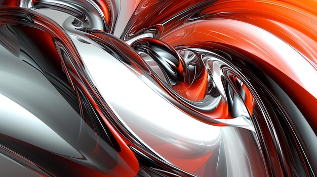 Zdjęcie rendering 3d abstrakcyjny skręcony kształt czerwona i szara błyszcząca powierzchnia