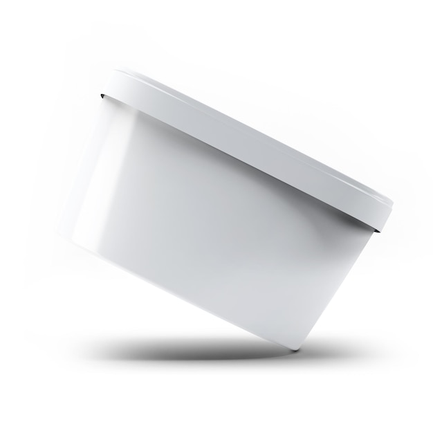 Zdjęcie rendering 3d białe pudełko plastikowe z pojemnikiem na lody dla projektu i logo mock up odpowiedni dla elementu projektu