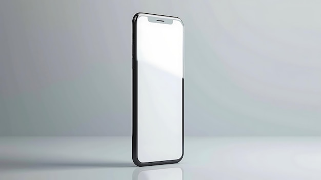 Rendering 3D czarnego smartfona z pustym ekranem izolowanym na białym tle