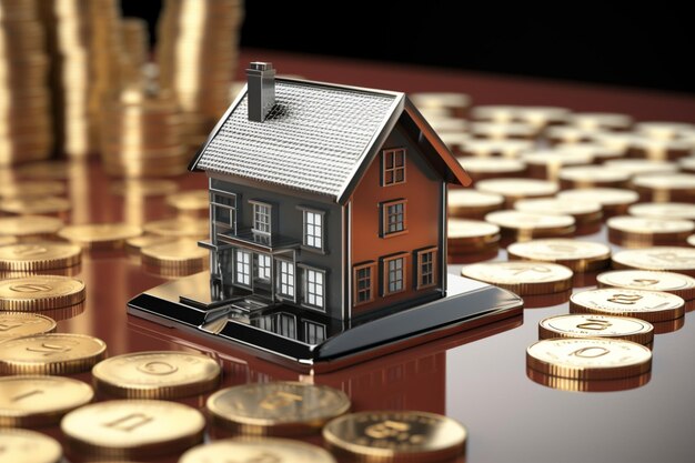 Zdjęcie rendering 3d dla firm domowych przedstawia ikonę nieruchomości