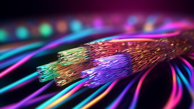 Zdjęcie rendering 3d kabla światłowodowego ai generative
