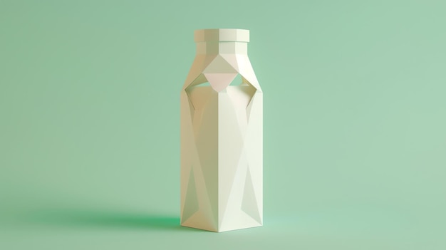 Zdjęcie rendering 3d kartonu mleka na zielonym tle karton jest zwyczajnie biały i ma prosty projekt karton siedzi na zielonym stole