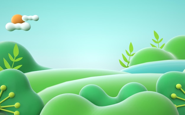 Rendering 3D lasu z kreskówek