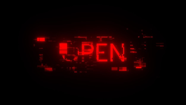 Rendering 3D otwartego tekstu z efektami ekranu usterek technologicznych