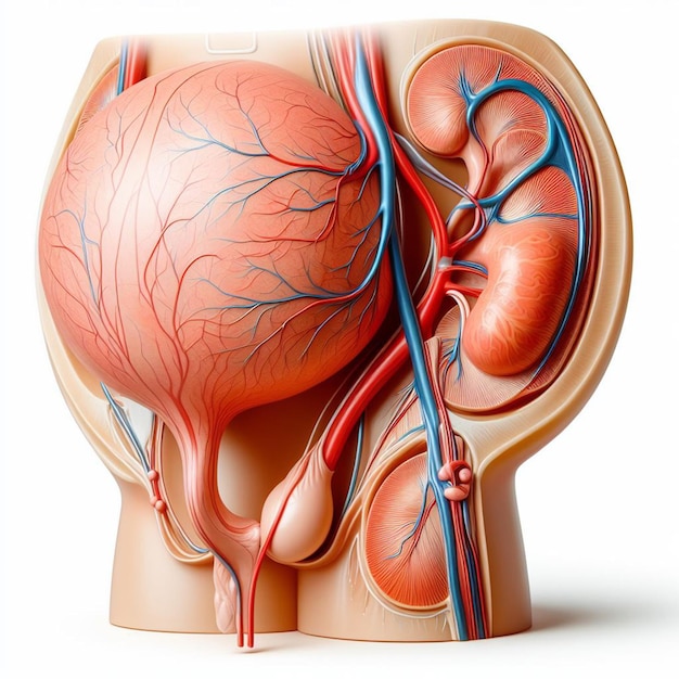 Rendering 3D pęcherzy anatomicznych wykonany z tworzywa sztucznego na białym tle 2