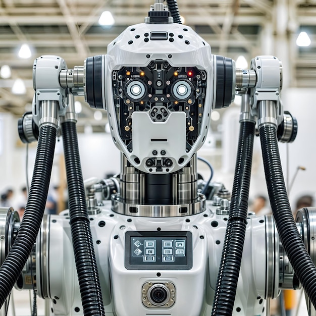 Rendering 3D portretu głowy robota przemysłowego