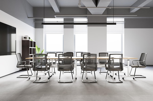 Rendering 3d spotkanie biznesowe i sala robocza