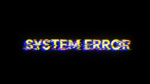 Rendering 3D Tekst błędu systemu z efektami ekranu usterek technologicznych