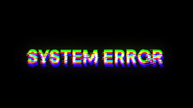 Rendering 3D Tekst błędu systemu z efektami ekranu usterek technologicznych