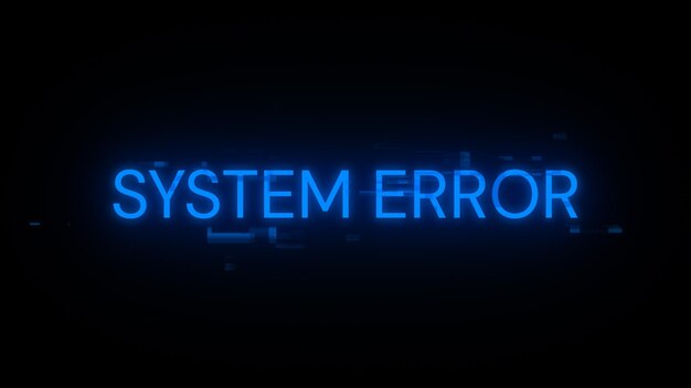 Rendering 3D Tekst błędu systemu z efektami ekranu usterek technologicznych