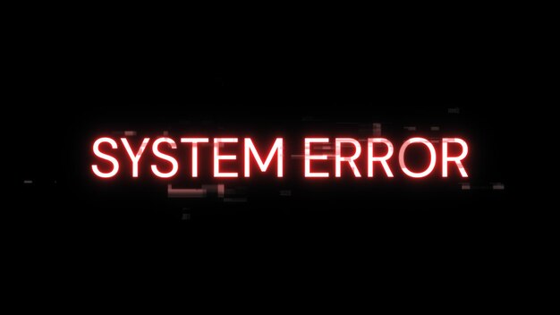 Rendering 3D Tekst błędu systemu z efektami ekranu usterek technologicznych