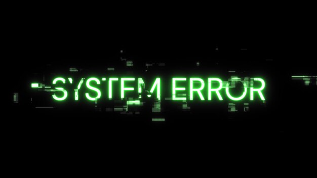 Rendering 3D Tekst błędu systemu z efektami ekranu usterek technologicznych