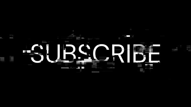 Rendering 3D tekstu subskrypcyjnego z efektami ekranu usterek technologicznych