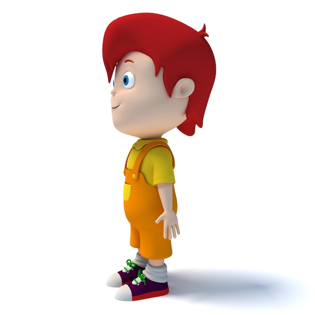 Rendering 3D w stylu kreskówki Kid na białym tle