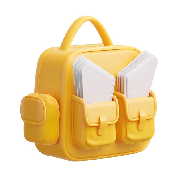 Rendering 3D żółtego plecaka szkolnego