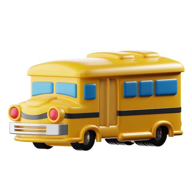 Rendering ilustracji izolowanej autobusu szkolnego w 3D