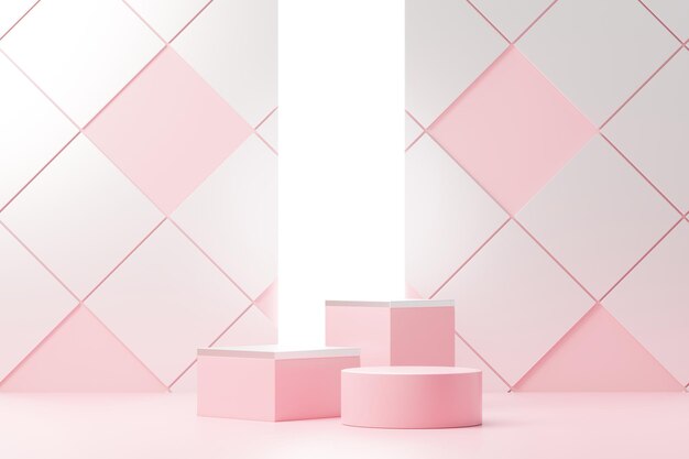 renderowania 3d abstrakcyjna ekspozycja podium platforma do prezentacji produktów i reklamy Minimalne tło sceny z czystym designem Pusty cokół do makiety Pusta scena z pastelowym kolorem na kosmetyki