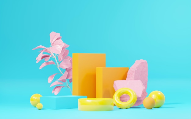 renderowania 3d abstrakcyjna ekspozycja podium platforma do prezentacji produktów i reklamy Minimalne tło sceny z czystym designem Pusty cokół do makiety Pusta scena z pastelowym kolorem na kosmetyki