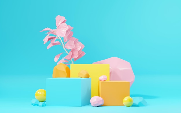 renderowania 3d abstrakcyjna ekspozycja podium platforma do prezentacji produktów i reklamy Minimalne tło sceny z czystym designem Pusty cokół do makiety Pusta scena z pastelowym kolorem na kosmetyki