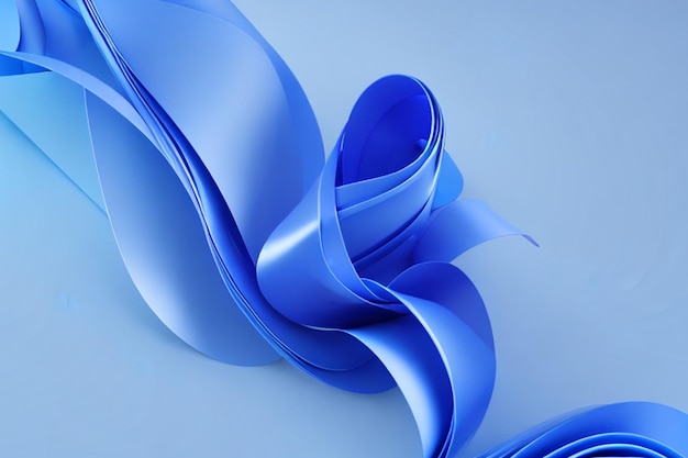 renderowania 3D abstrakcyjne nowoczesne niebieskie tło złożone wstążki makro modna tapeta z falistymi warstwami i marszczeniami