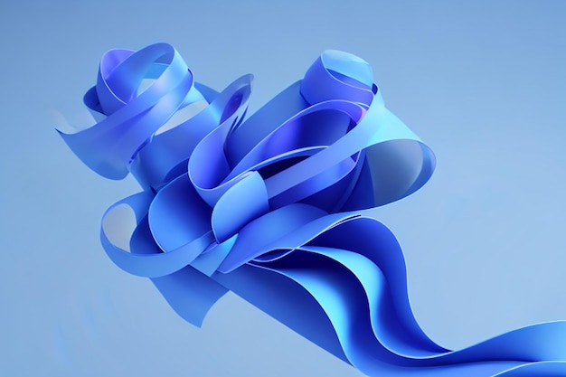 renderowania 3D abstrakcyjne nowoczesne niebieskie tło złożone wstążki makro modna tapeta z falistymi warstwami i marszczeniami