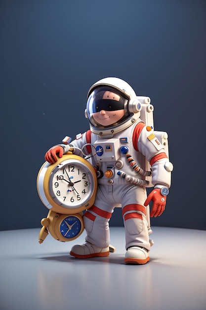 Renderowania 3D astronauta-kosmonauta z budzikiem ilustracja 3D