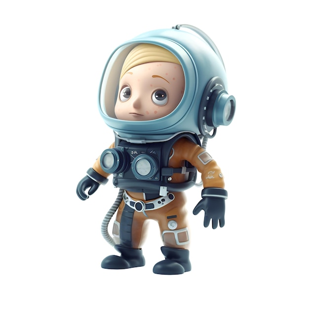 Renderowania 3D astronauta kreskówka na białym tle