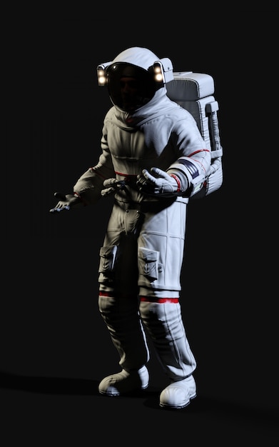 Renderowania 3D astronauta na czarnym tle